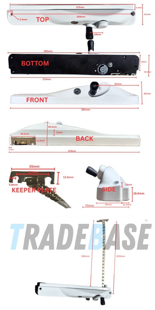 TRADEBASE Window Winder Black Right Hand - Lockable