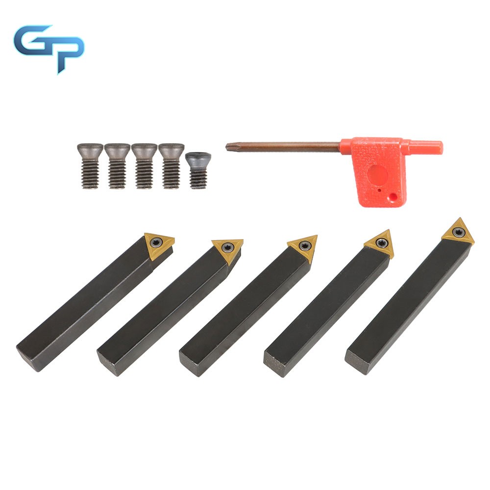 5pcs 1/2 Inch Carbide Indexable Turning Tool Lathe Tool Bit With Carbide Inserts
