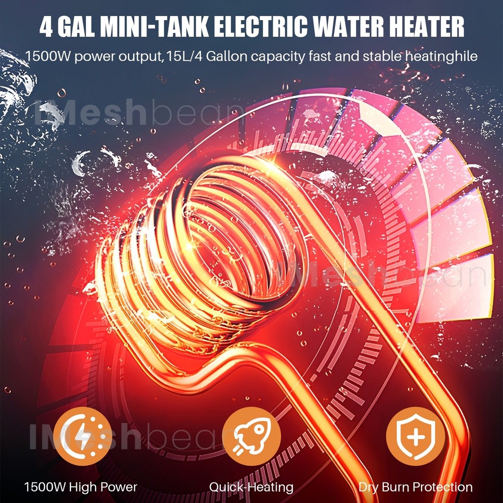 Instant Electric Water Heater Shower Compact 15L/4Gal Mini-Tank Storage RV 110V