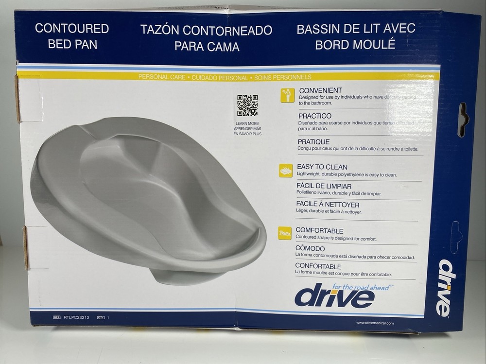 *OPEN BOX* Drive Contoured Bed Pan PC23212 Lightweight Durable Polyethylene NEW