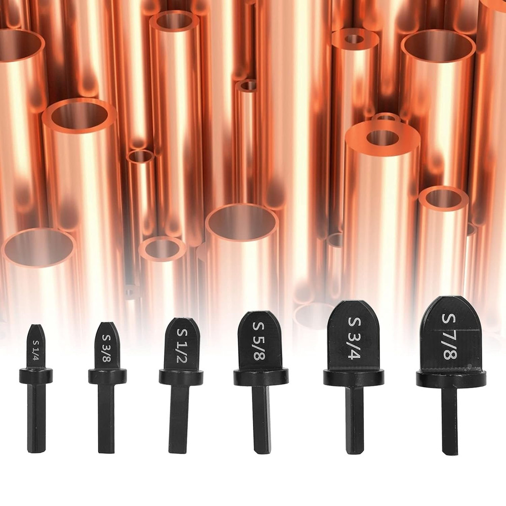 6Pcs Copper Pipe Swaging Drill Bit Set Triangles Handle Tube Expander Kit Imp...