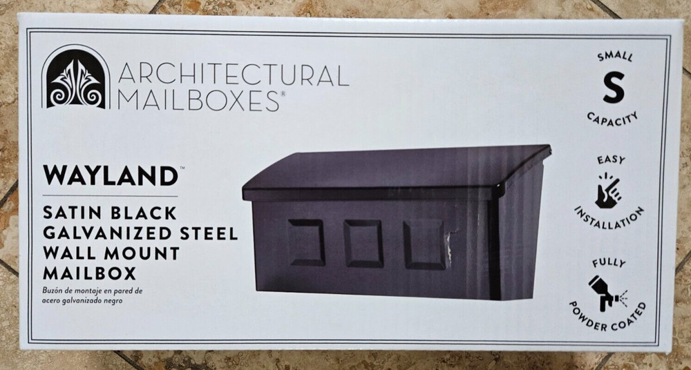 Architectural Mailboxes Wayland Black Small Steel Wall Mount Mailbox