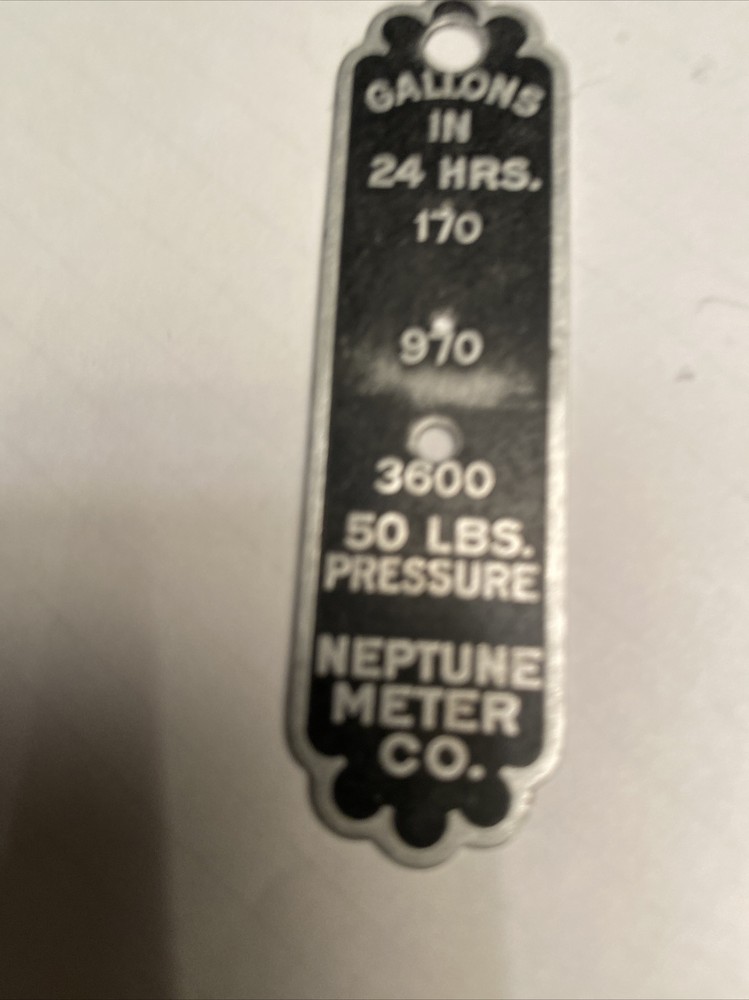 Neptune Meter Co. Metal Tag