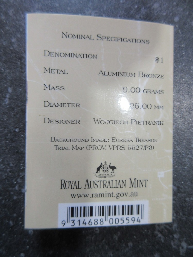 2004 Australia Commemorative Dollar in Folder EUREKA Stockade 1854 E Mintmark