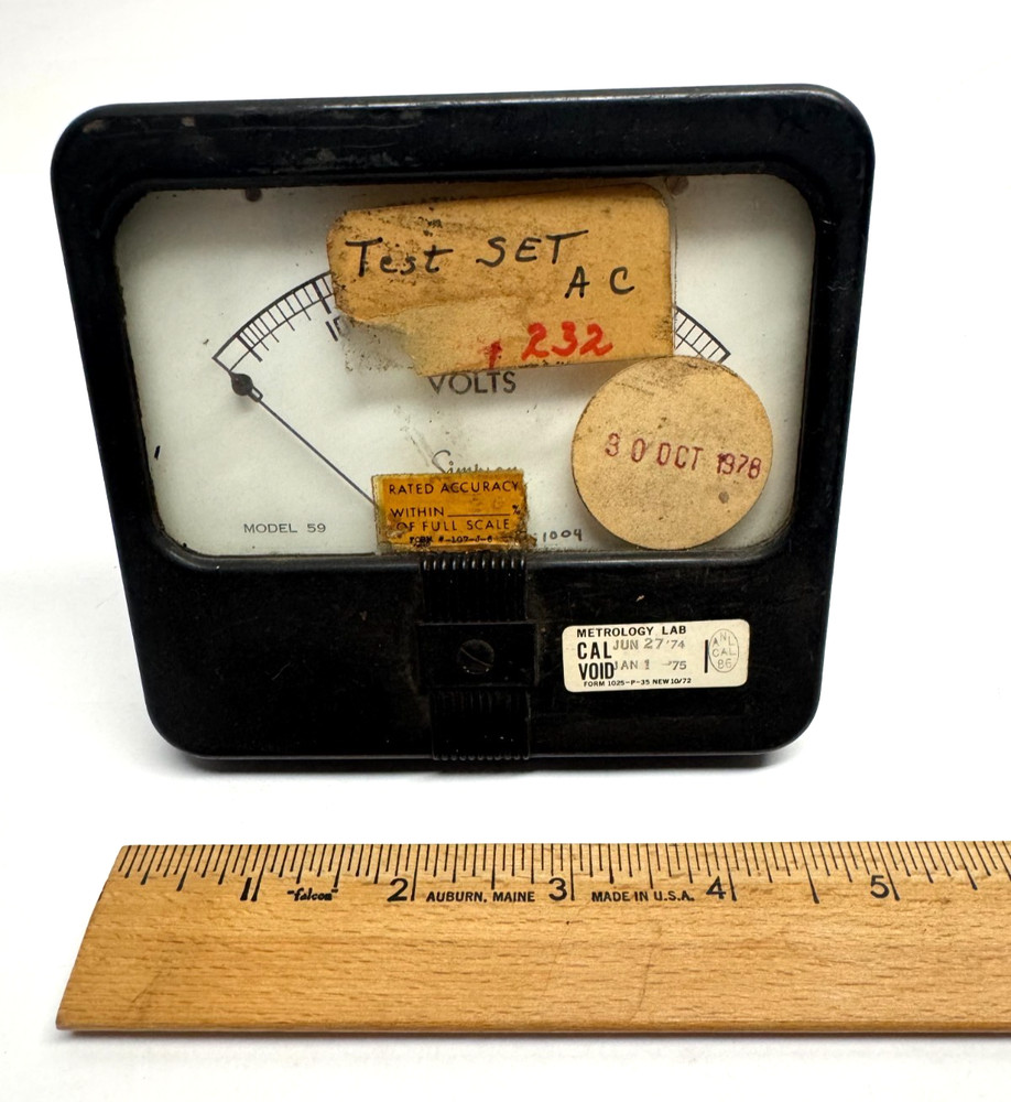 Vintage Simpson Model 59 Rectangular Analog AC Voltmeter.