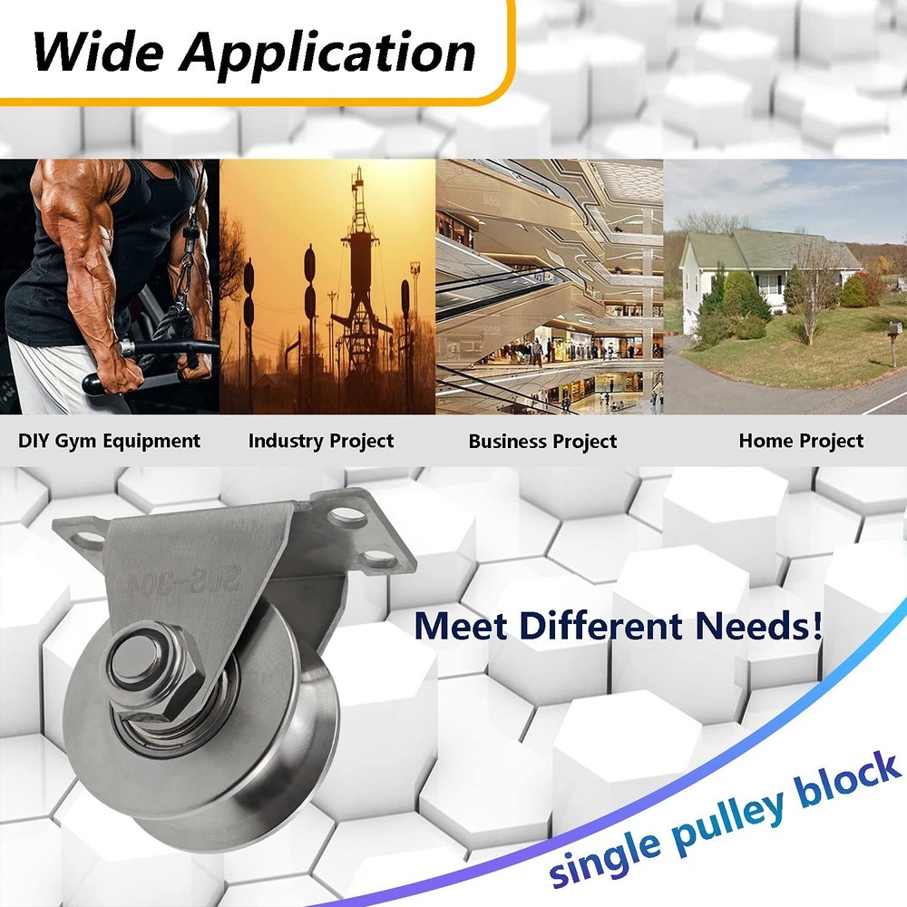 Versatile Stainless Steel Single Pulley Block - Easy Install for DIY Projects