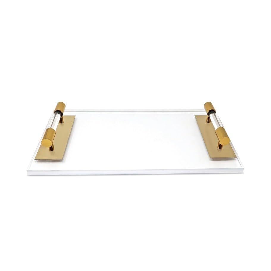 Acrylic Tray with Gold Handles Rectangle