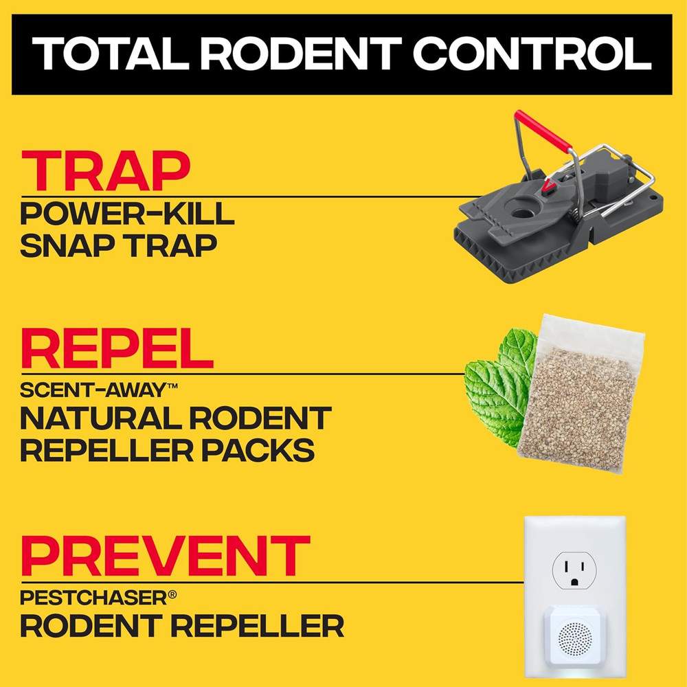 Power-Kill Humane Mouse Traps M393SSR - 6 Easy Set, Reusable, Power-Kill Mouse