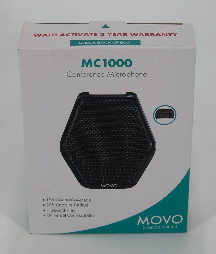 Movo MC1000 Conference USB Microphone for Computer Desktop and Laptop-20ft range