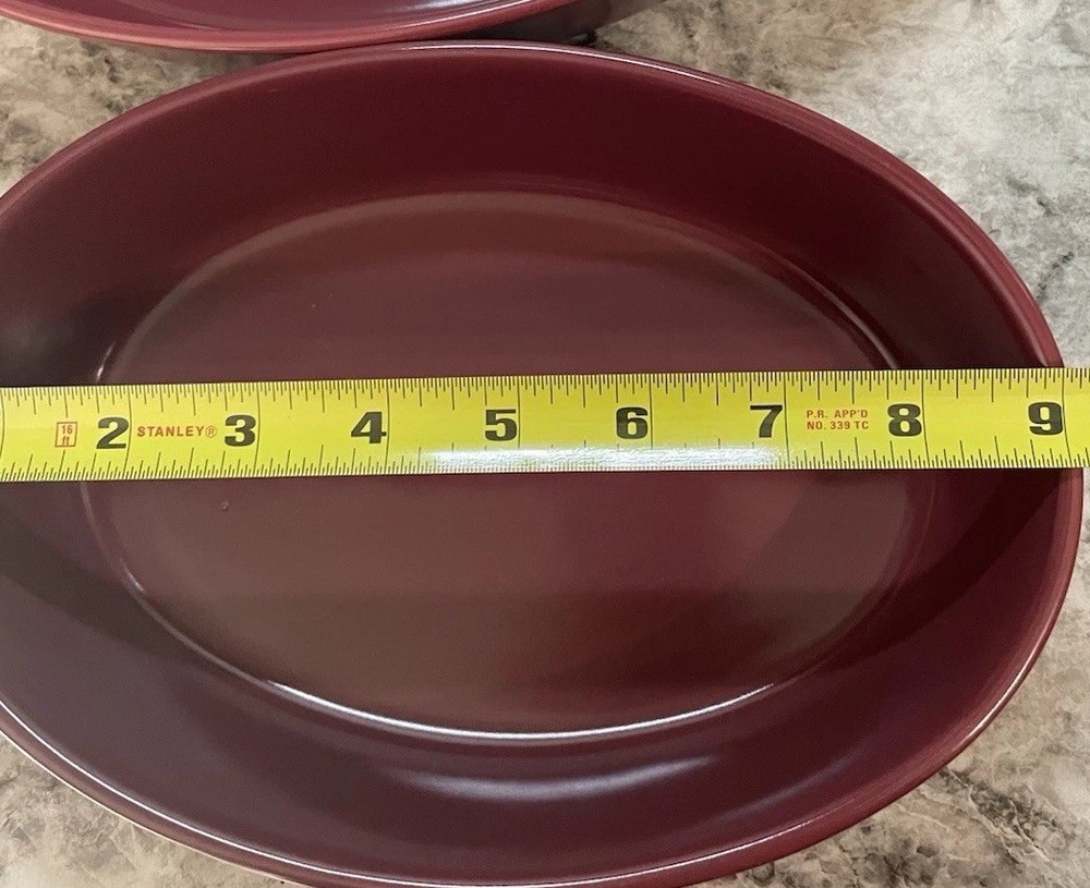 Temp-tations Presentable Ovenware 2pc Oval Ceramic Baking Dishes Burgundy