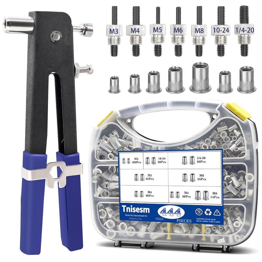 Tnisesm 452Pcs Rivet Nut Tool 7 Size Nutsert Kit