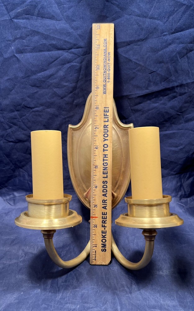 Antique Brass Sconce Pair Rewired Two Arm Sconces 69C