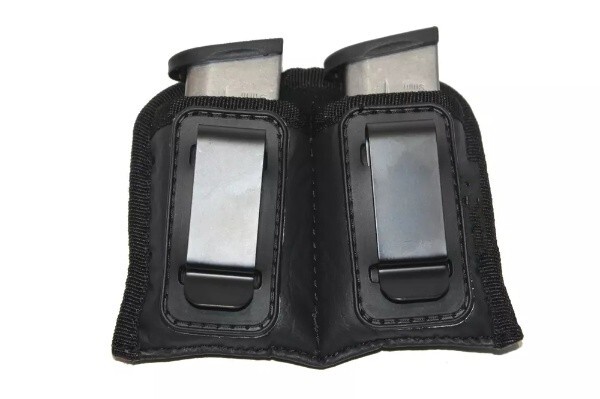IWB Double Magazine Holster for Single Stack 9mm Mag fits Glock 43, M&P Shield +