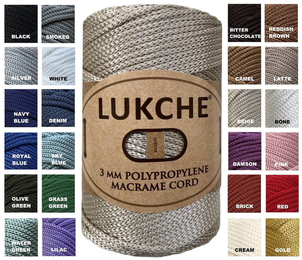 3mm Premium Polyester Macrame Cord (147 Yards), (8.82 Oz) 100% Polypropylene ...