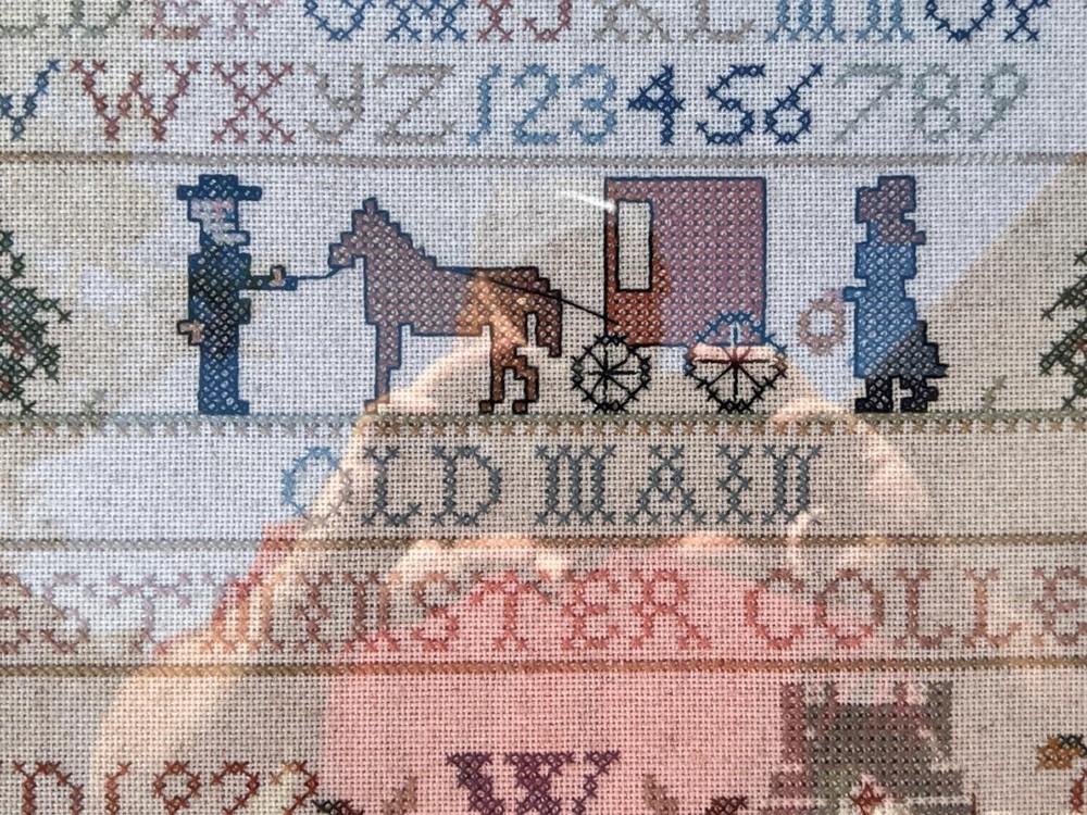 Vintage Completed Needlework Cross Stitch Westminster Sampler