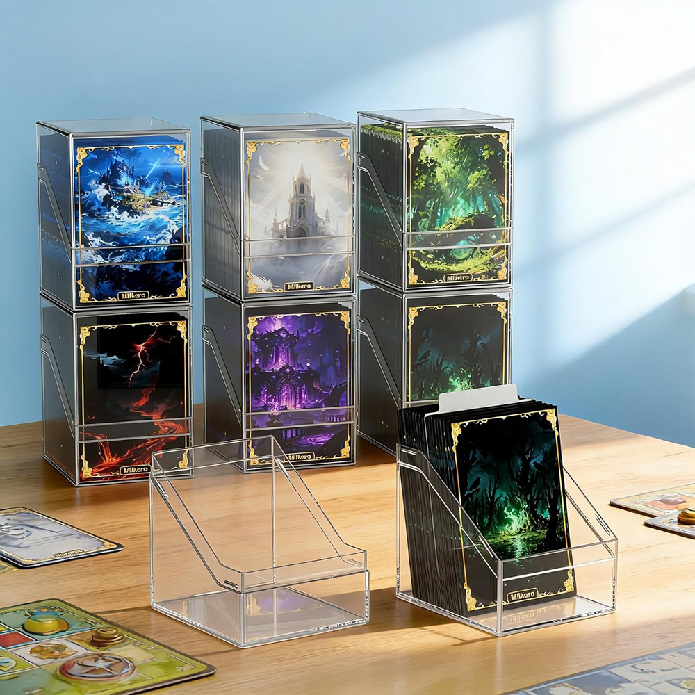 Card Deck Cases 6 Pack Acrylic Commander Deck Box Holding 100+ Sleeve...