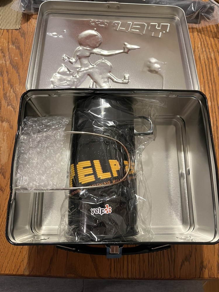 Yelp 2525 Tin Lunchbox Multi-Colored Pre-owned Box with unopened accessories!