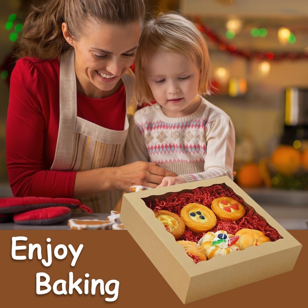 20 Pack Pie Boxes 10x10x2.5 Inch Bakery Boxes with Window Cookie Box Chocolat...
