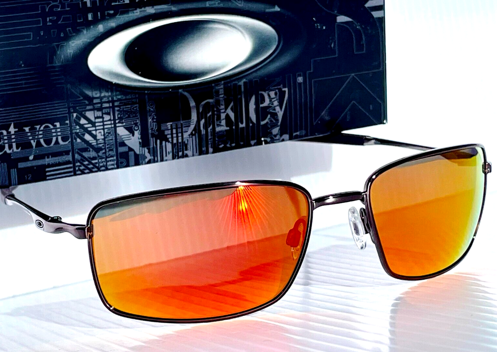 Oakley SQUARE WIRE Titanium Silver w POLARIZED Galaxy Ruby Lens Sunglass 4075