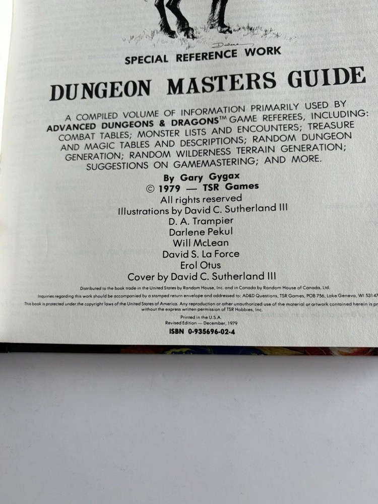 Advanced Dungeons and Dragons Dungeon Masters Guide TSR 1979