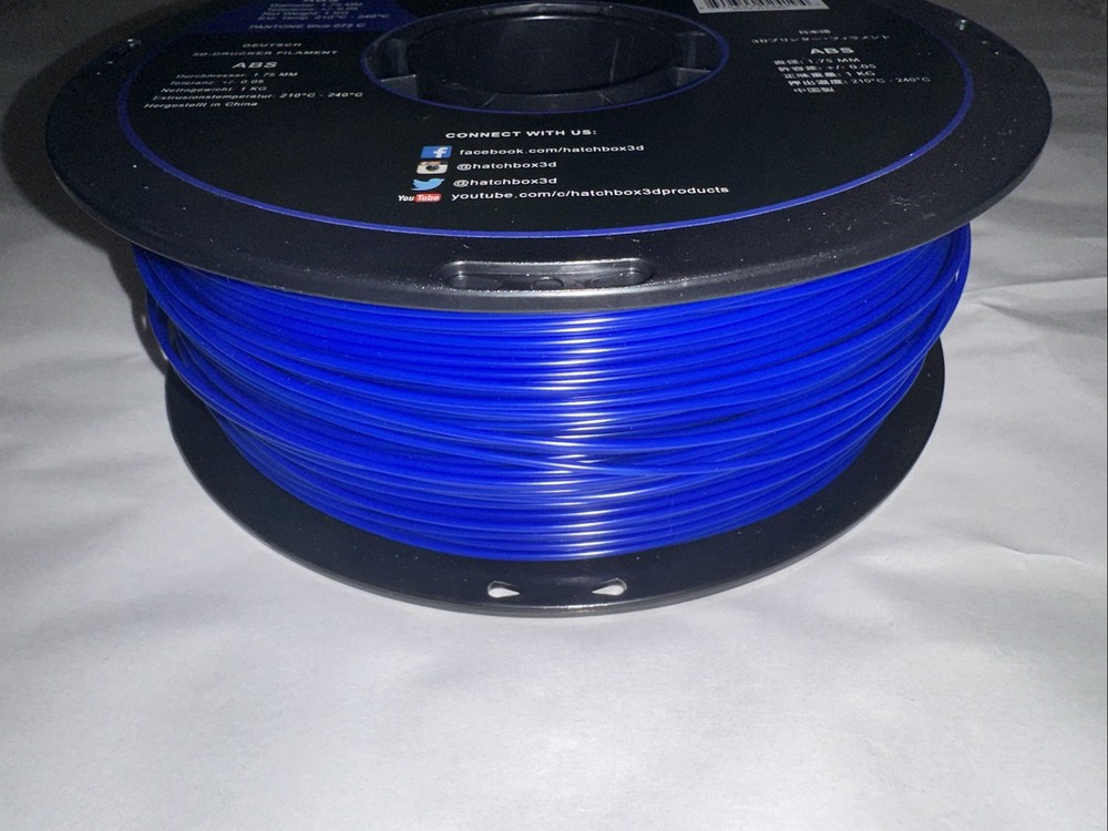 HATCHBOX ABS 1.75 mm 3D Printer Filament in True Blue, 1kg Spool