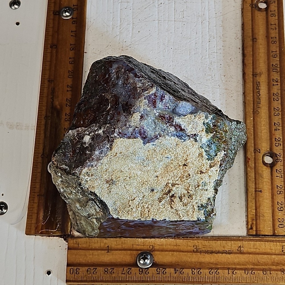 Red lightning agate rough. Beautiful blue color and moss pattern, 2LBs 2.0oz
