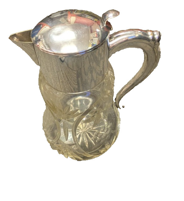 Crystal Pitcher With a Silver Plated Metal