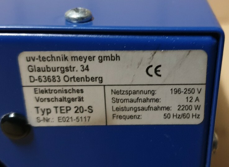UV-Technik Meyer TEP 20-S Electronic Ballast
