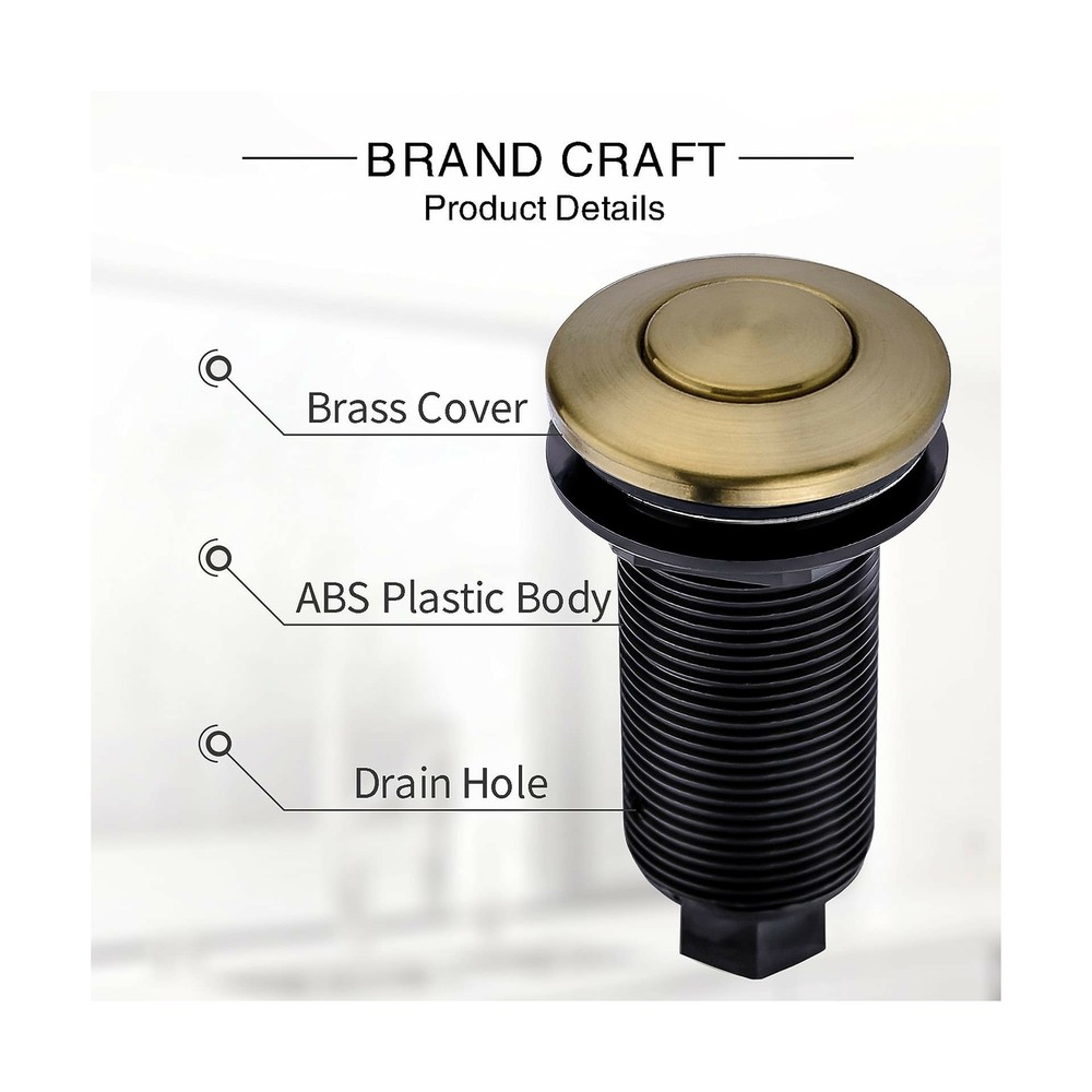 SINKINGDOM Garbage Disposal Air Switch Kit with with Long Button, Champagne B...