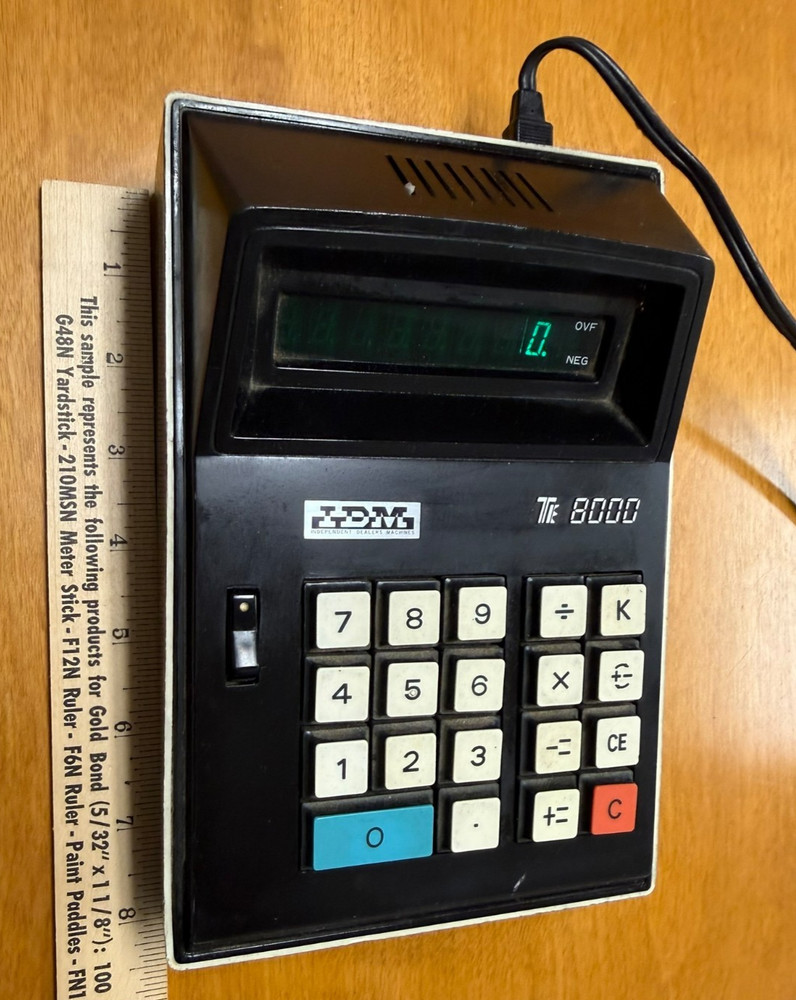 Vintage Calculator IDM TE 8000 1970's Computer Space Age Electronics 1970 WORKS