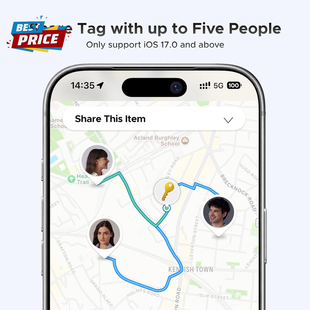 Finetrack Air Tracker Tags (Ios Only) 4 Pack, 2-Year Replaceable Battery Bluetoo