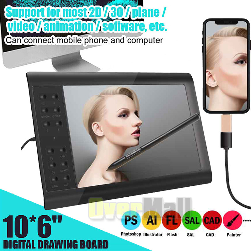 Digital Graphic Drawing Tablet with Screen Pen Display 12 Shortkey for Android