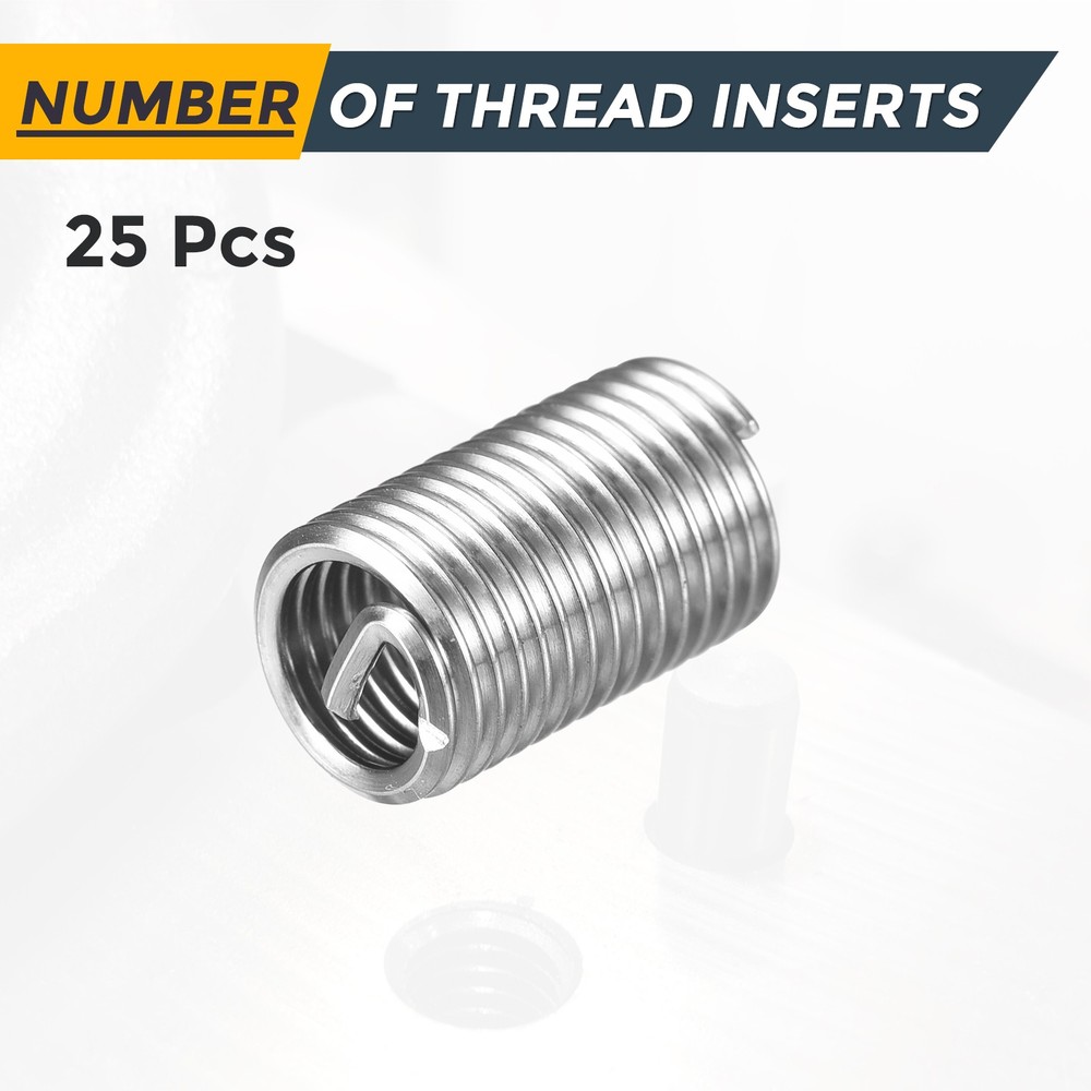 25pcs Wire Thread Inserts M6 x 1 x 3D Metric Helical Threaded Sleeve