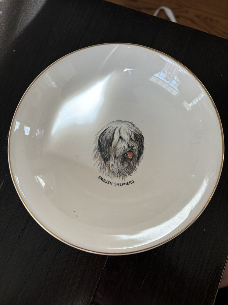 WLE Transferware Bowl With English Shepherd Sheepdog