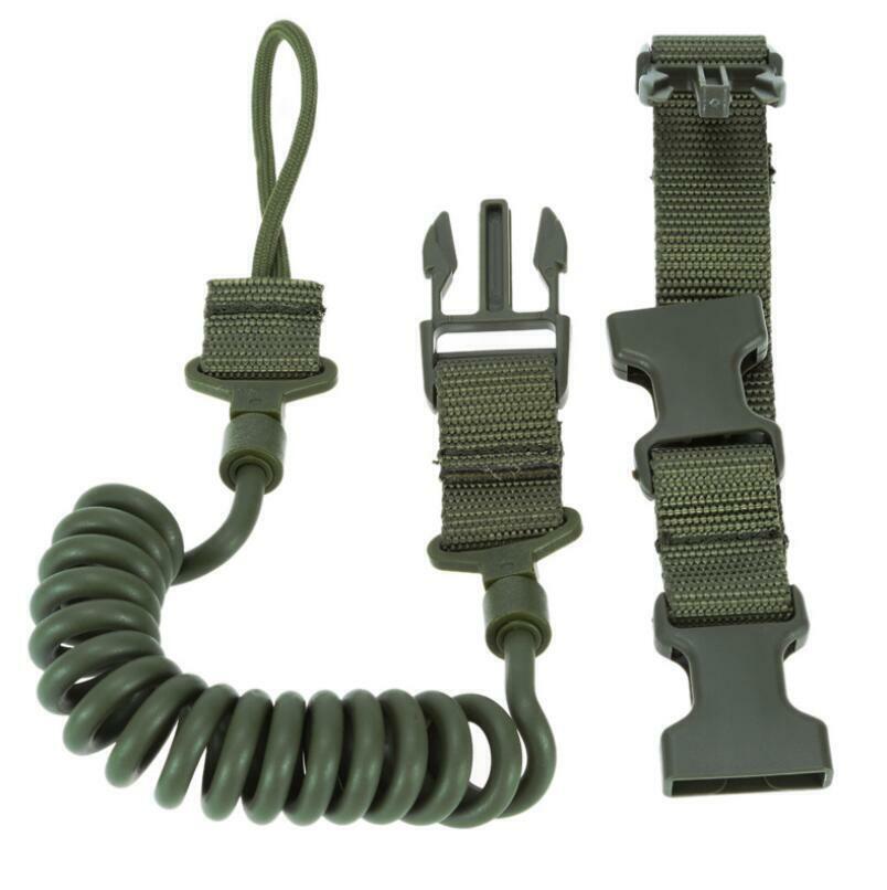 Military Tactical Pistol Lanyard Adjustable Elastic Coil Security Leash Strap US