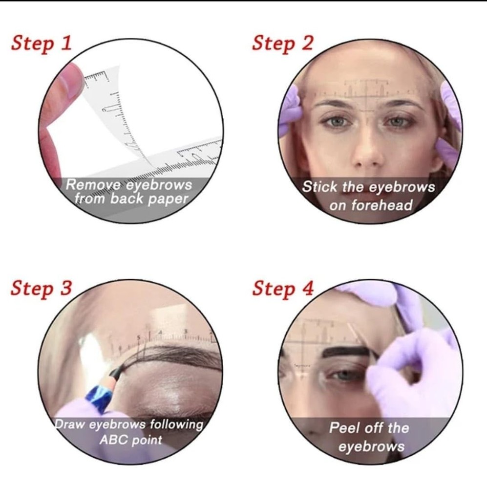 100Pcs Eyebrow Ruler Sticker Disposable Eyebrow Mapping Ruler Sticker for Mic...