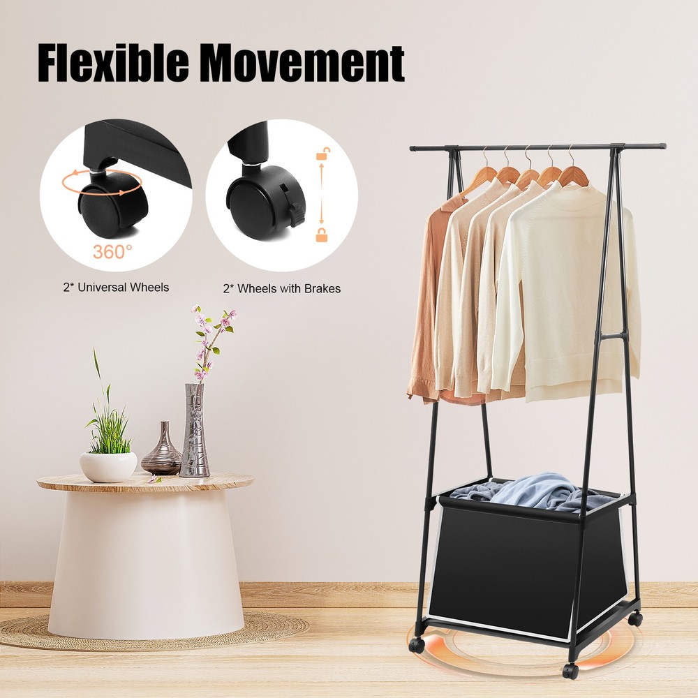 Clothes Rack With Laundry Basket Rolling Coat Rack Clothes Rack With Wheels