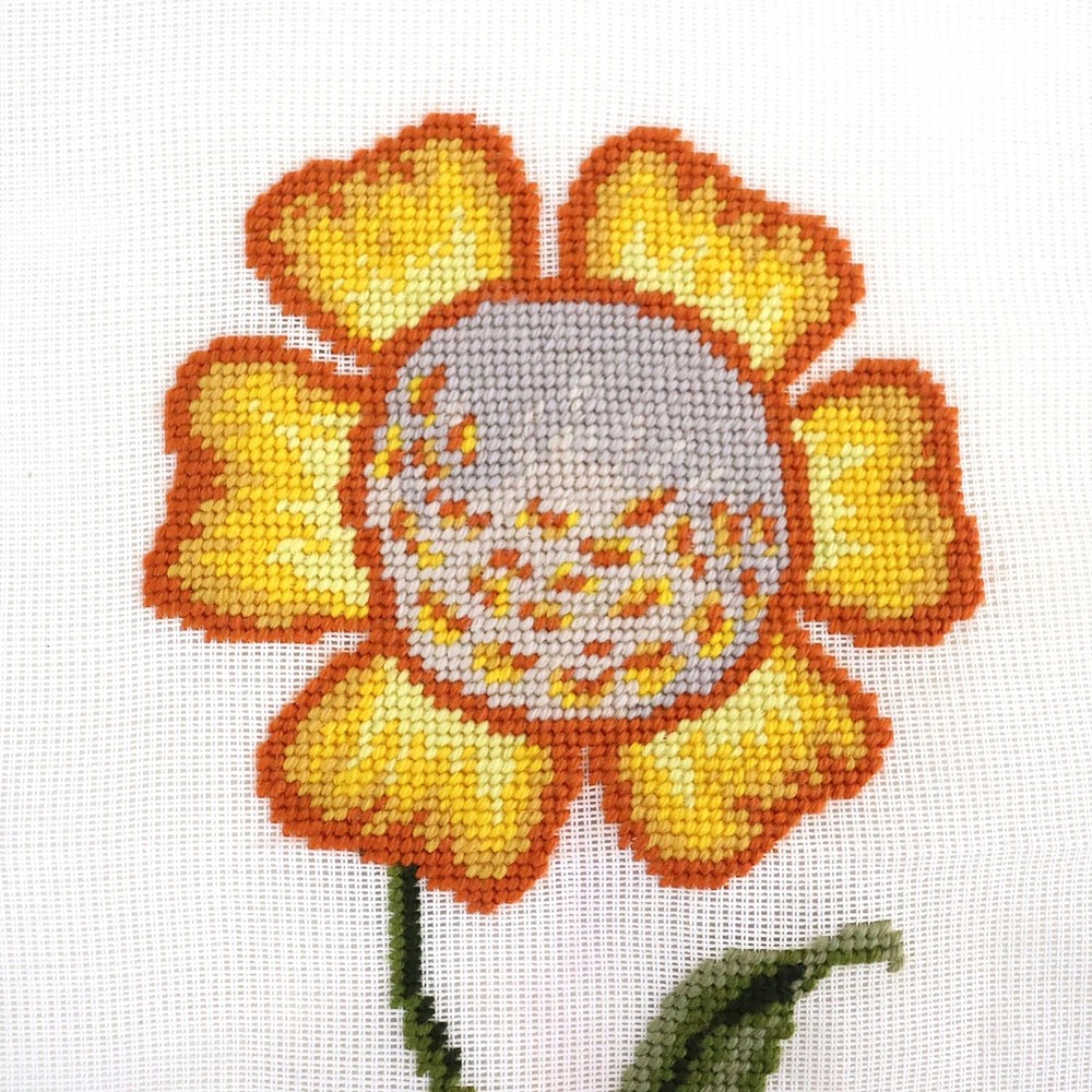Preworked Needlepoint Canvas Flower