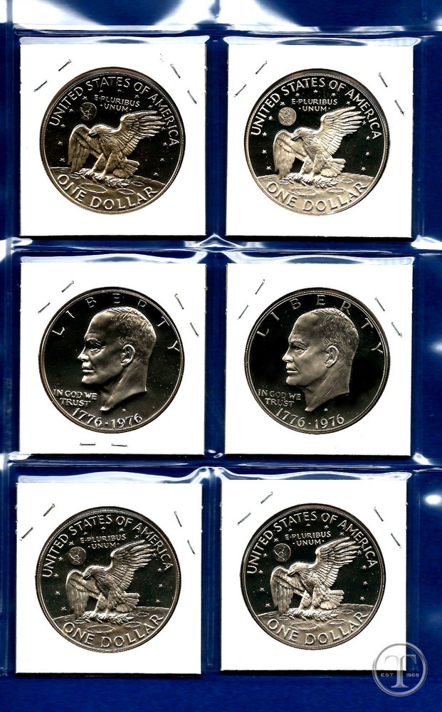 1973 through 1978 Proof Eisenhower Dollars Type 1 and 2