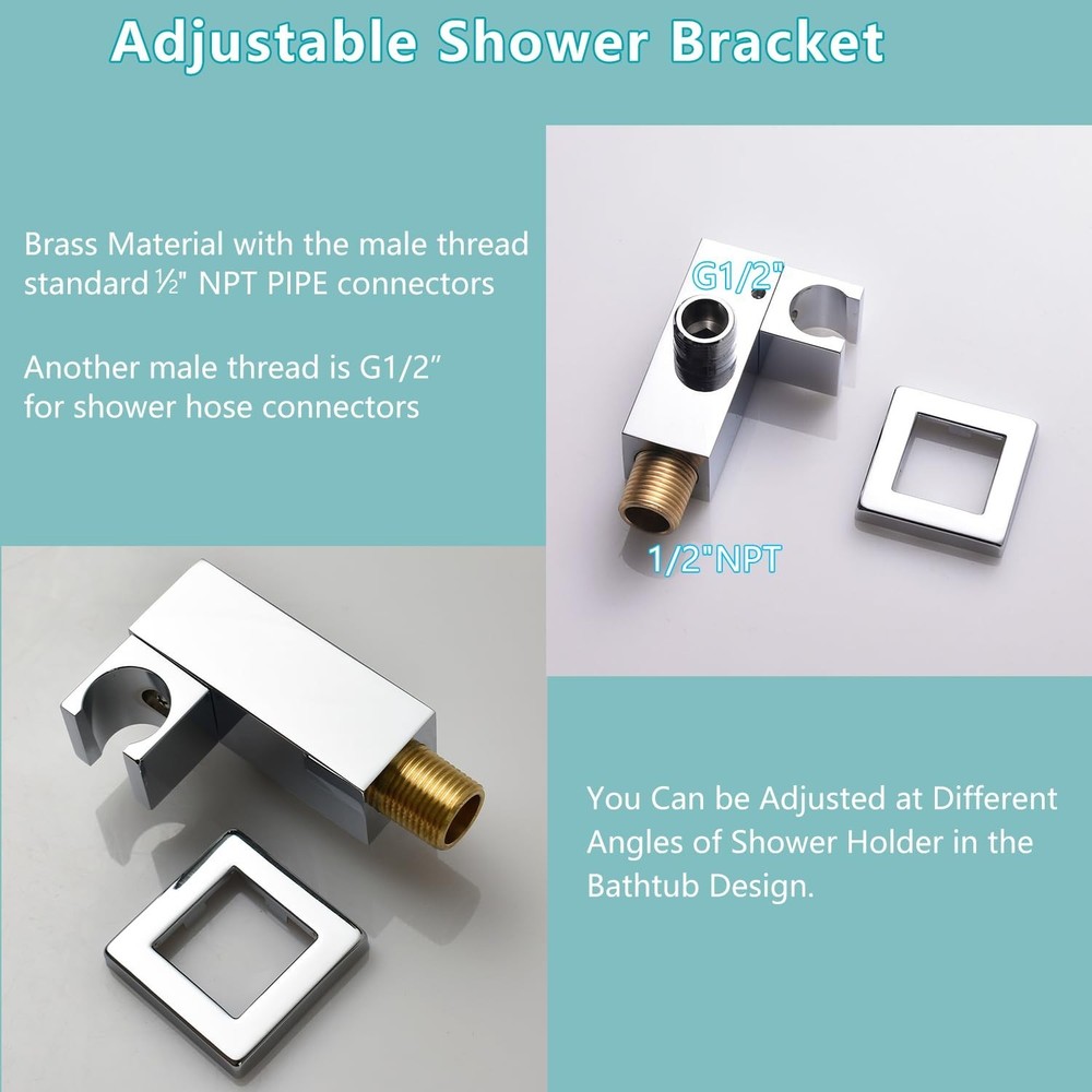 Bathroom Rainfall Shower System Wall Mount 8 Inch Shower Head With Handled Sp...