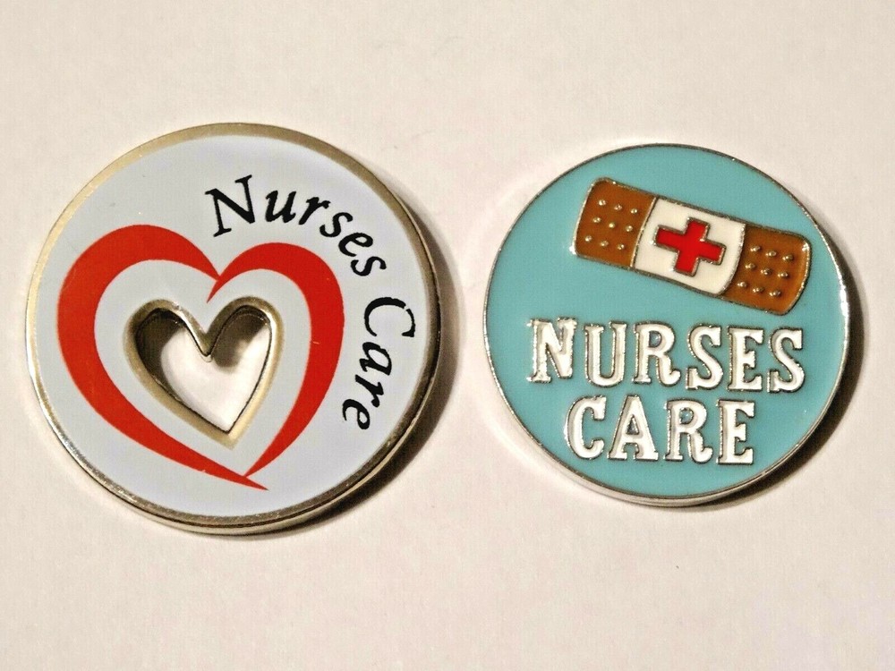 NURSES CARE ~ TWO NICE NURSES CARE ENAMEL PINS