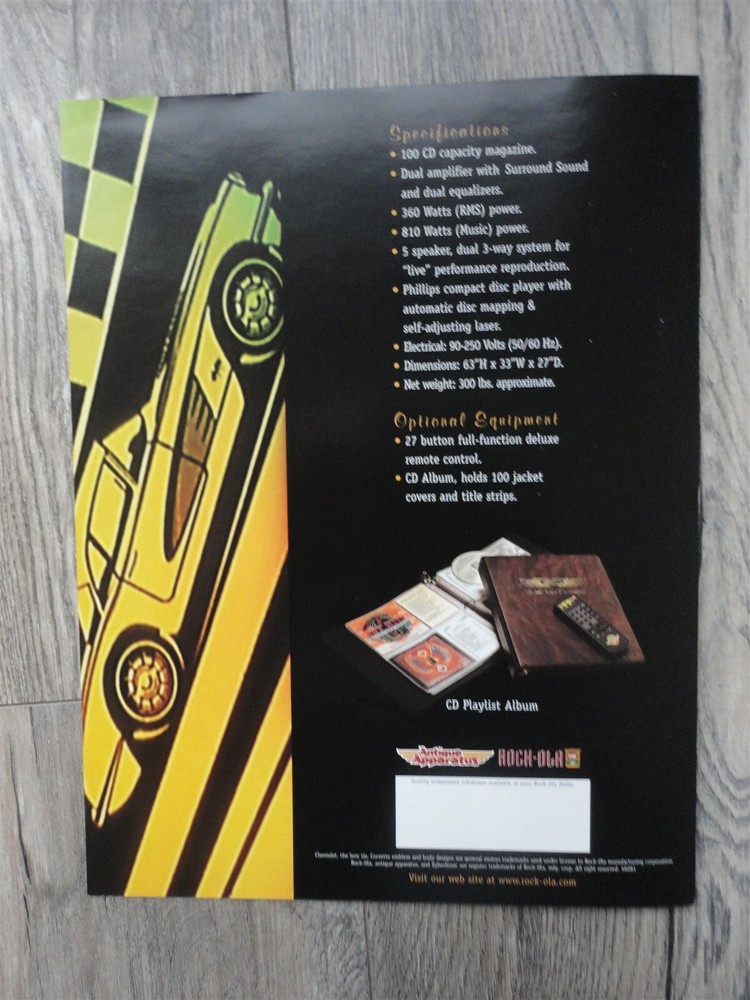 Corvette Juke Box Promo Flyer / Original Brochure