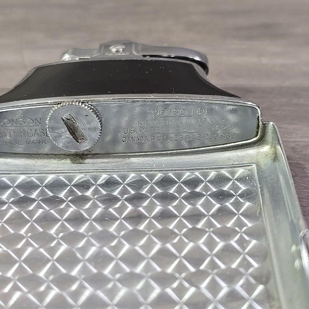 VINTAGE 1940s ART DECO RONSON MASTERCASE LIGHTER & CIGARETTE CASE BLACK Untested