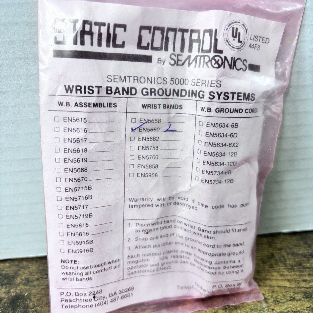 Static Control By Semitronics Wristband Grounding System 5000 Series