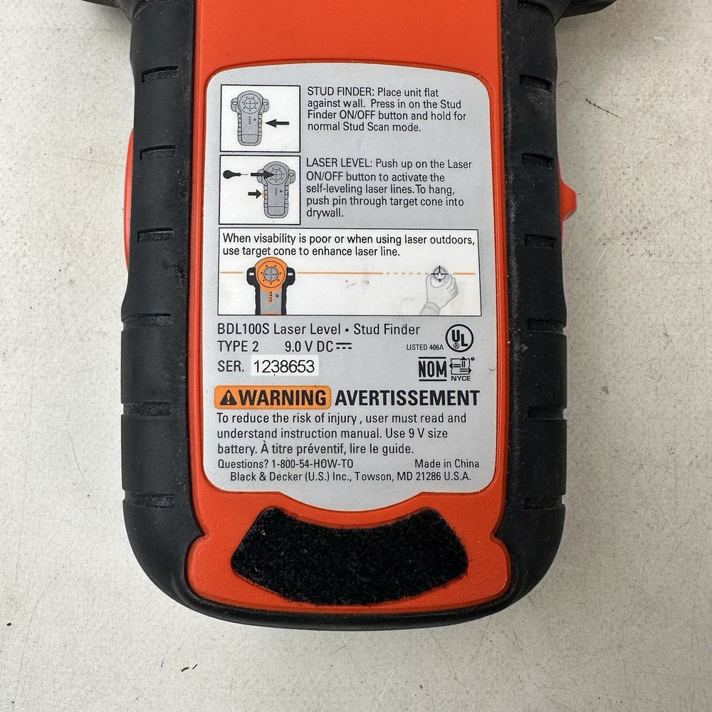 Black And Decker BDL100S Bullseye Laser Level Stud Finder Works