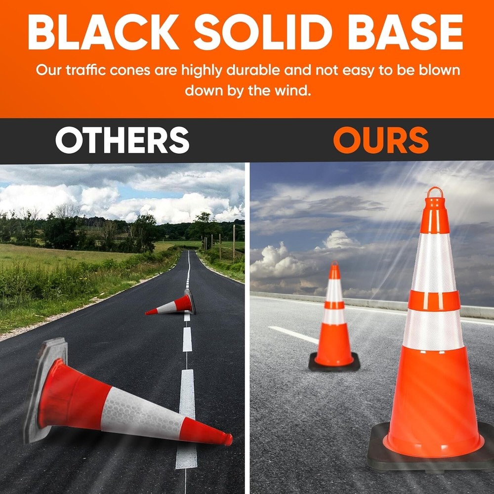 Pyle 28" PVC Cone - 10 Pieces High Visibility Structurally Stable (Orange)