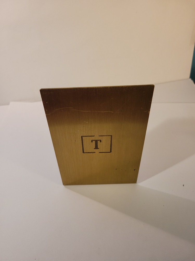 Brushed Nickel Bookend Engraved "T"