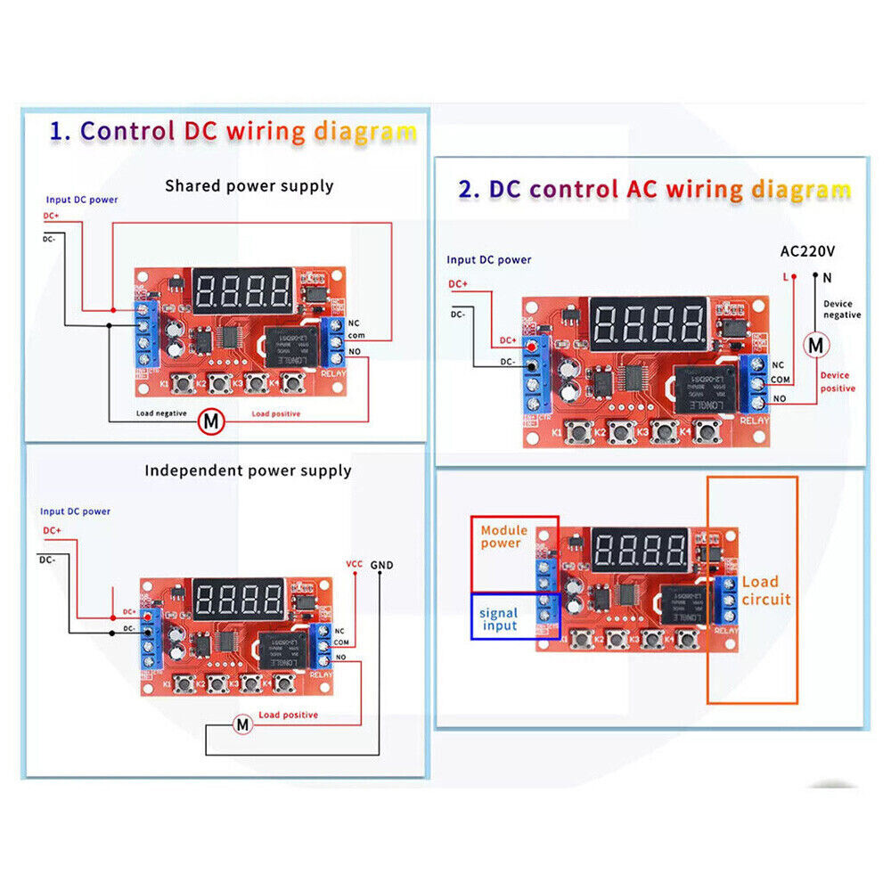 2X DC 12V 10A Adjustable Time Delay Relay Module LED Digital Timer Switch + Case