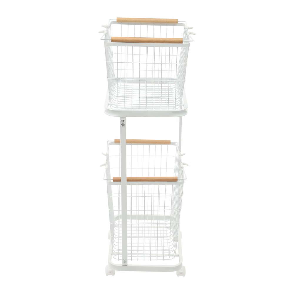 2 Tier White Laundry Basket Metal Rectangular Laundry Basket With Wheels