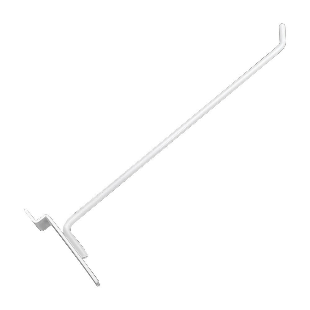 10" Slatwall Hook Panel Display Hooks, 1/4" Thickness Metal, White - PACK 24
